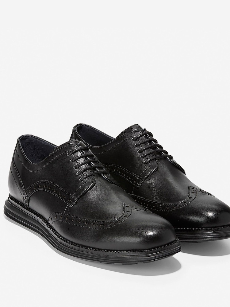 Cole Haan Mens Wide Fit Original Grand Wingtip Oxford Brown Shoes - Image 2 of 6