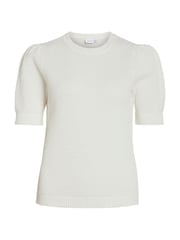 VILA White Knitted Short Puff Sleeve Top - Image 5 of 6