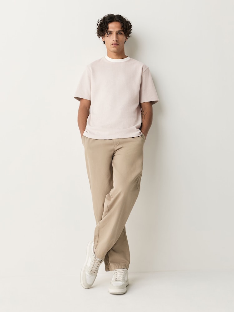 Neutral Herringbone Brushed Patterned T-Shirt - Image 2 of 8