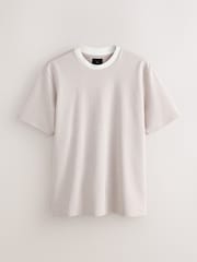 Neutral Herringbone Brushed Patterned T-Shirt - Image 6 of 8