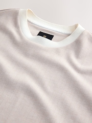 Neutral Herringbone Brushed Patterned T-Shirt - Image 7 of 8