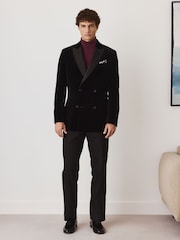 Burgundy Red Slim Fit Herringbone Texture Roll Neck Jumper - Image 3 of 8