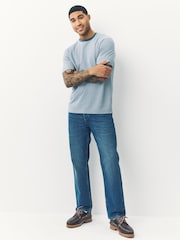 Blue Dogtooth Brushed Patterned T-Shirt - Image 2 of 7