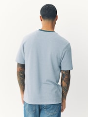 Blue Dogtooth Brushed Patterned T-Shirt - Image 3 of 7