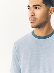 Blue Dogtooth Brushed Patterned T-Shirt - Image 4 of 7