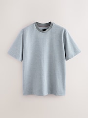 Blue Dogtooth Brushed Patterned T-Shirt - Image 5 of 7