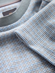Blue Dogtooth Brushed Patterned T-Shirt - Image 6 of 7