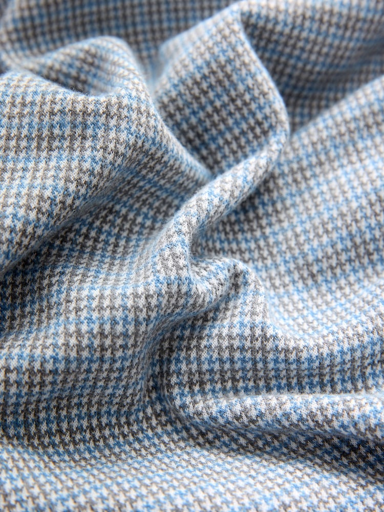 Blue Dogtooth Brushed Patterned T-Shirt - Image 7 of 7