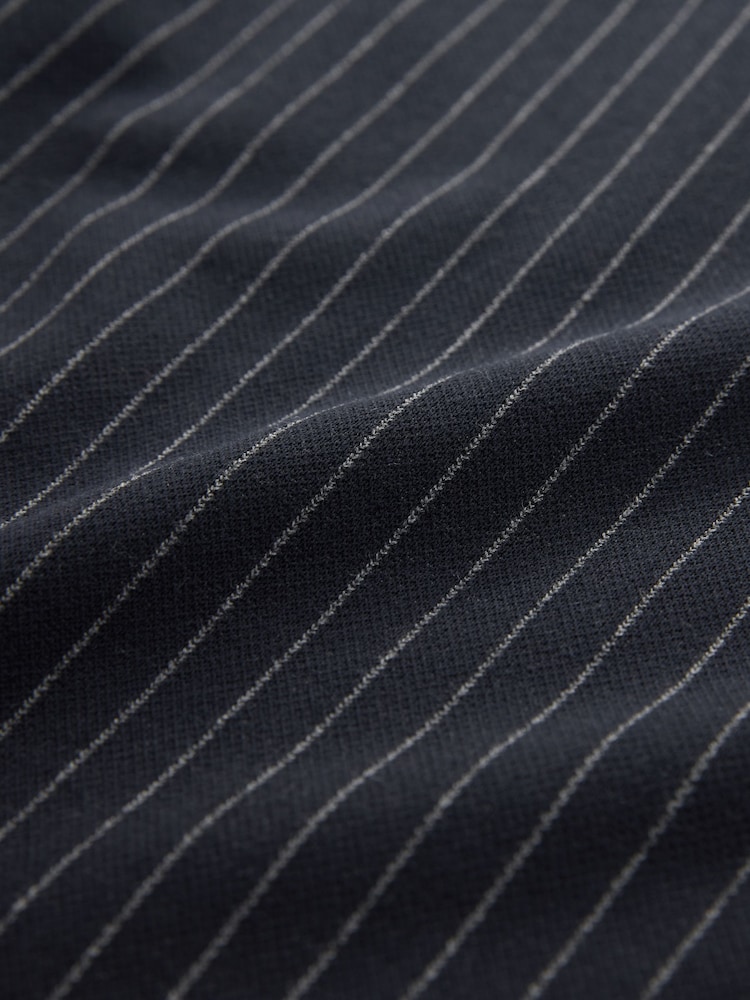 Navy Pin Stripe Brushed Patterned T-Shirt - Image 7 of 7