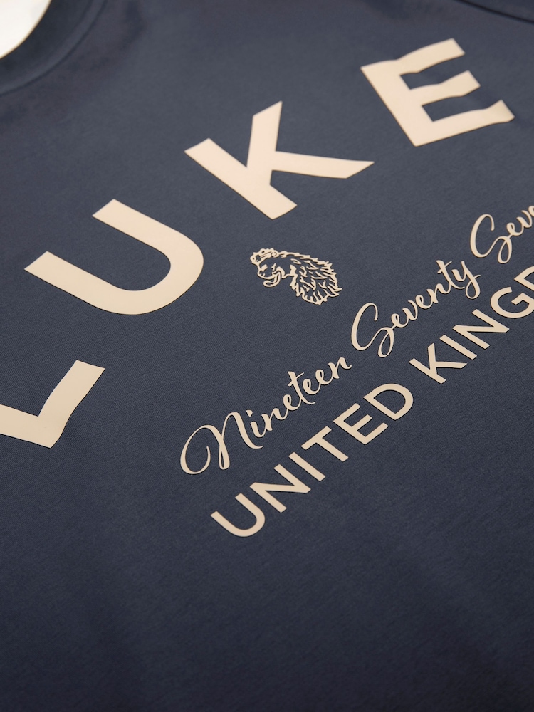 Luke 1977 Blue 100% Cotton Drayton Porpoise Relaxed Fit T-Shirt - Image 6 of 6