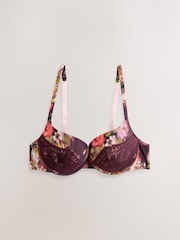 B by Ted Baker Aubergine Purple Floral Triple Boost Bra - Image 6 of 8