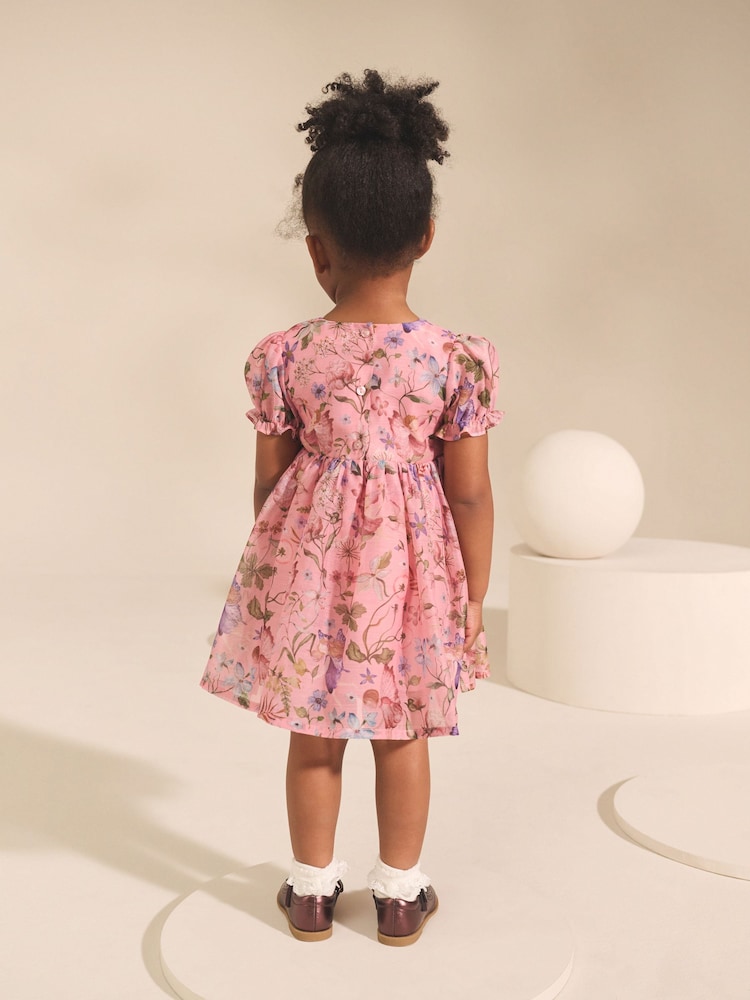 Pink Fairy Flower Print Corsage Dress (3mths-8yrs) - Image 2 of 6 Pink Fairy Flower Print Corsage Dress (3mths-8yrs) - Image 2 of 6