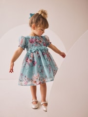 Blue Girl Flower Print Corsage Dress (3mths-8yrs) - Image 1 of 9