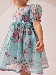 Blue Girl Flower Print Corsage Dress (3mths-8yrs) - Image 4 of 9