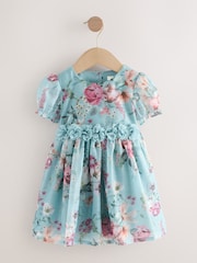 Blue Girl Flower Print Corsage Dress (3mths-8yrs) - Image 6 of 9