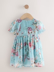 Blue Girl Flower Print Corsage Dress (3mths-8yrs) - Image 7 of 9