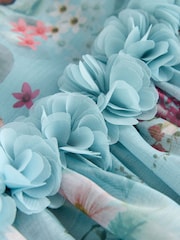 Blue Girl Flower Print Corsage Dress (3mths-8yrs) - Image 8 of 9