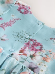 Blue Girl Flower Print Corsage Dress (3mths-8yrs) - Image 9 of 9