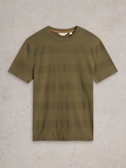 White Stuff Green Stirling Textured Short Sleeve 100% Cotton T-Shirt - Image 5 of 6