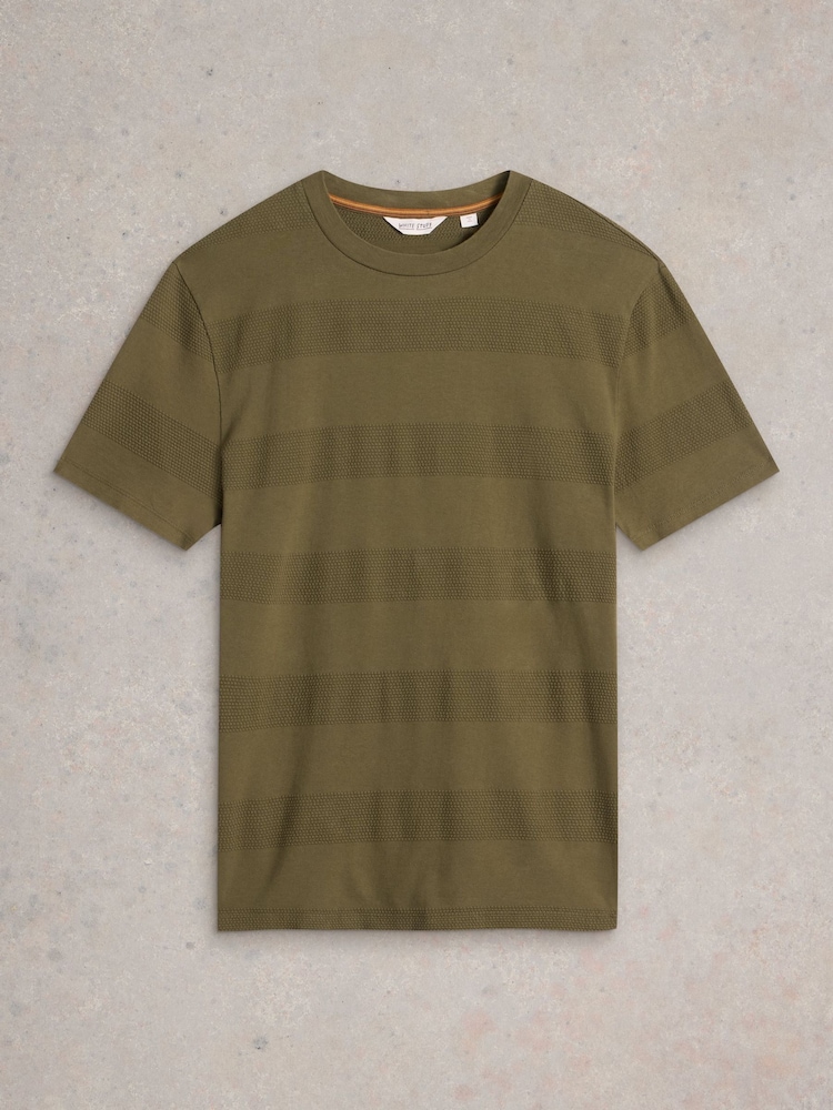 White Stuff Green Stirling Textured Short Sleeve 100% Cotton T-Shirt - Image 5 of 6