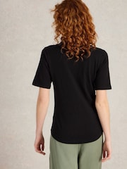 White Stuff Black 100% Cotton Annie Jersey Shirt - Image 2 of 6