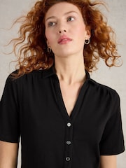 White Stuff Black 100% Cotton Annie Jersey Shirt - Image 4 of 6