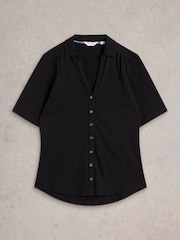 White Stuff Black 100% Cotton Annie Jersey Shirt - Image 5 of 6
