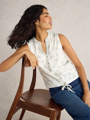 White Stuff White Tulip Sleeveless Cotton Shirt - Image 1 of 6