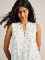 White Stuff White Tulip Sleeveless Cotton Shirt - Image 4 of 6