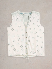 White Stuff White Tulip Sleeveless Cotton Shirt - Image 5 of 6
