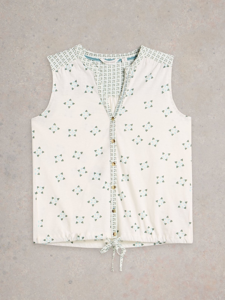White Stuff White Tulip Sleeveless Cotton Shirt - Image 5 of 6