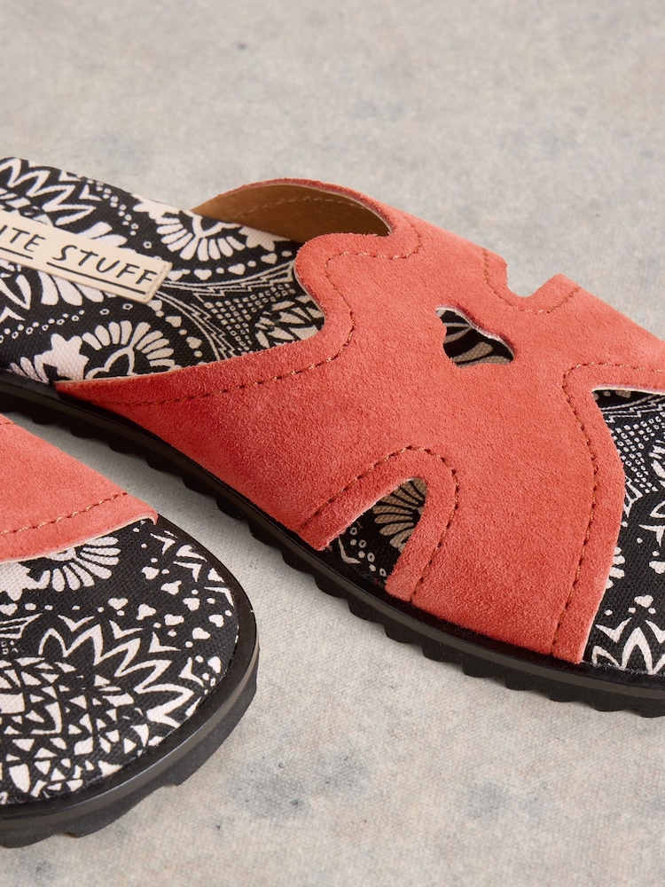 White Stuff Orange Floral Print Flip Flops Sandals - Image 4 of 4