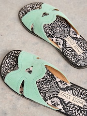 White Stuff Blue Floral Print Flip Flops Sandals - Image 4 of 4