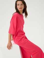 Kaffe Casual Fit Red Edna Half Sleeve Maxi 100% Cotton Dress - Image 3 of 5
