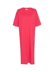 Kaffe Casual Fit Red Edna Half Sleeve Maxi 100% Cotton Dress - Image 4 of 5