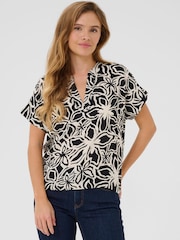 Ano Short Sleeve Notch Neck Blouse - Image 1 of 4