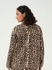 Kaffe Natural Kaleonora Leopard Print Denim Jacket - Image 2 of 6