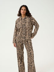 Kaffe Natural Kaleonora Leopard Print Denim Jacket - Image 3 of 6