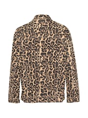 Kaffe Natural Kaleonora Leopard Print Denim Jacket - Image 6 of 6