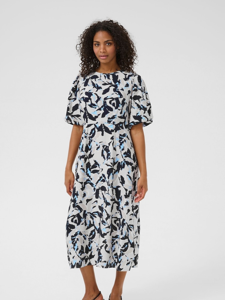 Kaffe Blue Kapaco Short Sleeve Midi Dress - Image 1 of 5