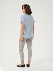 Kaffe Blue Ano Short Sleeve Notch Neck Blouse - Image 3 of 6