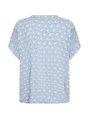 Kaffe Blue Ano Short Sleeve Notch Neck Blouse - Image 6 of 6