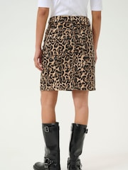 Kaffe Natural Kaleonora Leopard Print Denim Skirt - Image 2 of 6
