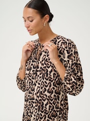 Kaffe Brown 3/4 Sleeve Maxi Dress - Image 2 of 5