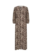 Kaffe Brown 3/4 Sleeve Maxi Dress - Image 4 of 5