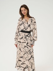 Kaffe Natural Kaarchy Graphic Print Maxi Skirt - Image 2 of 5