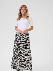 Kaffe Kaedita Amber Printed A-Line Black Skirt - Image 2 of 6
