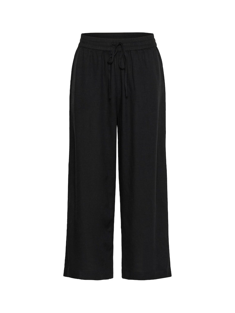 Kaffe KAmilia Cropped Wide Black Trousers - Image 1 of 2 Kaffe KAmilia Cropped Wide Black Trousers - Image 1 of 2