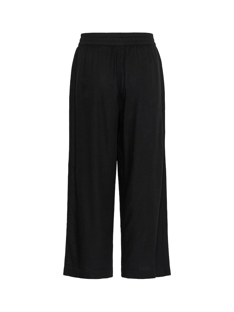 Kaffe KAmilia Cropped Wide Black Trousers - Image 2 of 2 Kaffe KAmilia Cropped Wide Black Trousers - Image 2 of 2