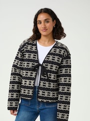 Kaffe Karonia Tie V-Neck Black Jacket - Image 1 of 6